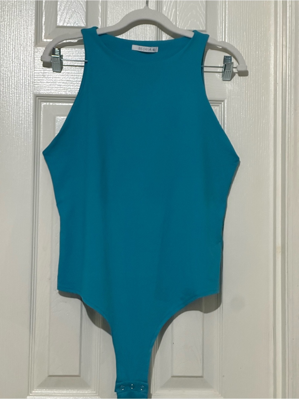 Teal High Neck Bodysuit | Size XL | Sleek Minimal Top
